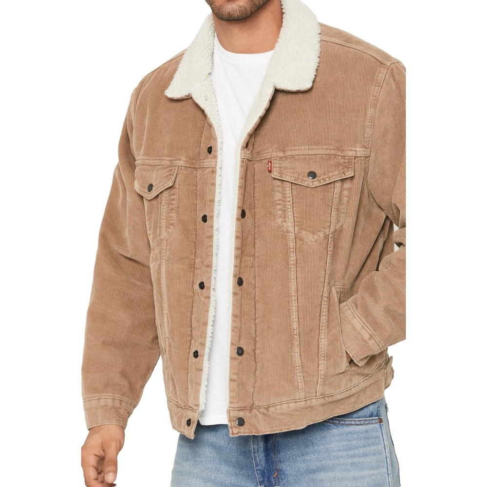 Levi's Men's Corduroy Sherpa Lined Snap Trucker Jacket Large Relaxed Western NEW